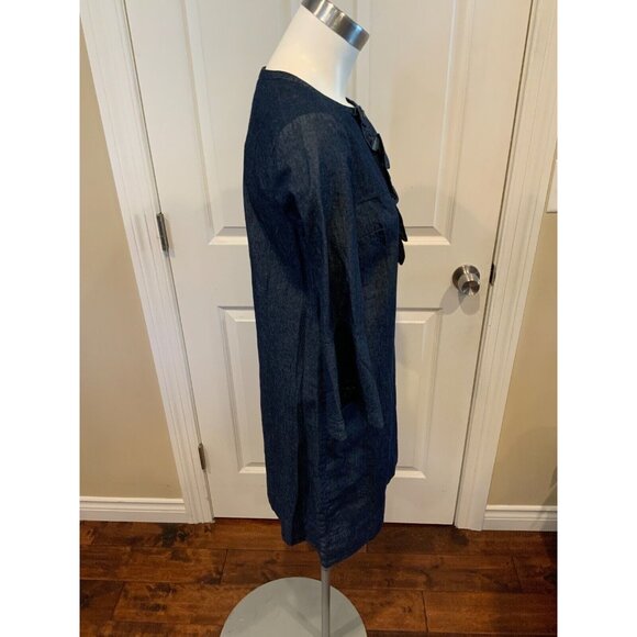 Draper James Blue Chambray Ruffle Shirt Dress W/ Ruffle Front Dress, Size 0, NWT - Picture 3 of 6